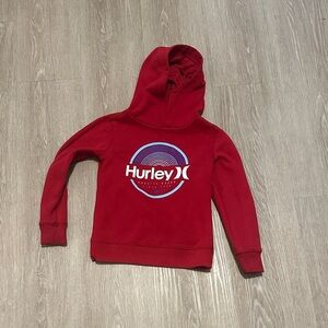 Hurley Kids Red Hoodie with Blue and White Design